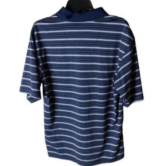 Lone Cypress Performance Golf Polo Shirt Mens Sz Medium Half Button Striped Blue - Picture 4 of 8